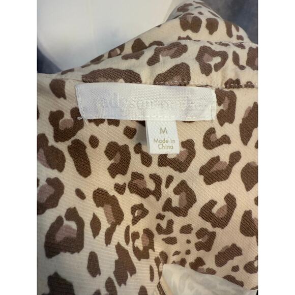 Adyson Parker Leopard Moto Jacket Size M Beige Tan Blush Silver Zipper Tailored - Picture 6 of 13